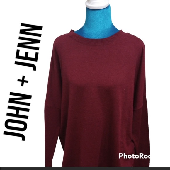 John + Jenn super cold shoulder sweater size M! Oversized burgundy. NWT - Picture 2 of 6